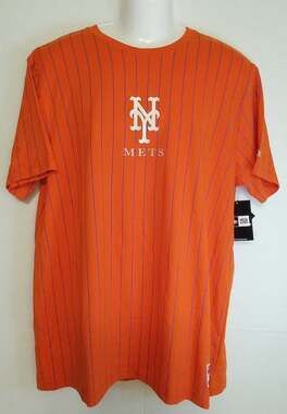 New York Mets MLB New Era Orange with Blue Pinstripes Shirt Men's XL